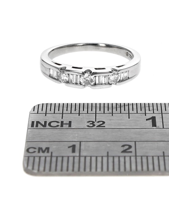 Alternating Round and Baguette Diamond Band in Platinum